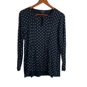 J Jill Wearever Top S Black Cottage Ditsy Floral Stretch Travel‎ Knit Office